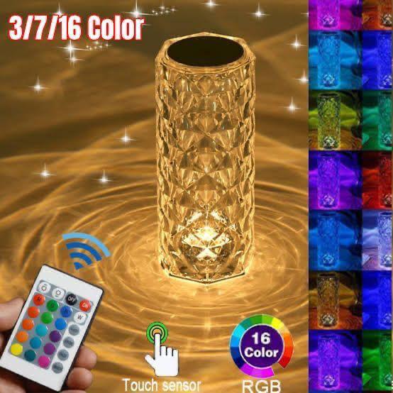 16-Color Diamond Rose Crystal Touch Lamp