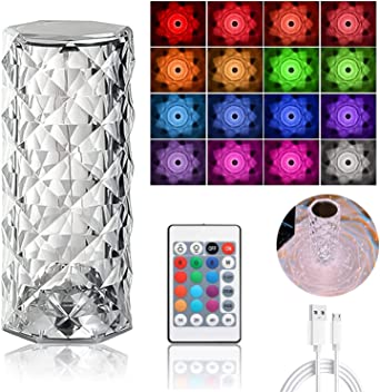 16-Color Diamond Rose Crystal Touch Lamp