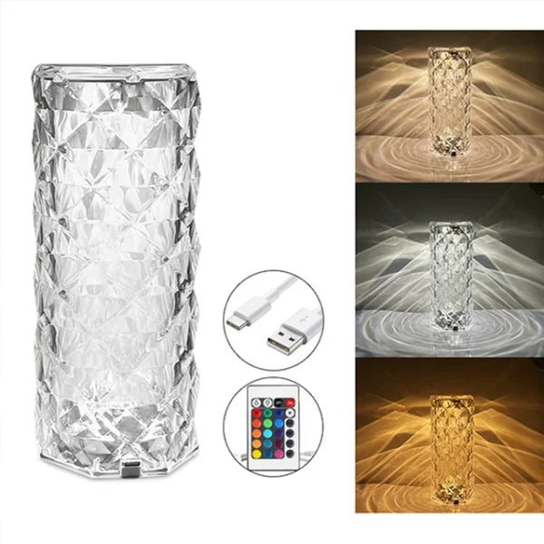 16-Color Diamond Rose Crystal Touch Lamp