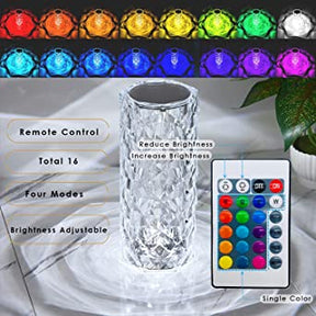16-Color Diamond Rose Crystal Touch Lamp