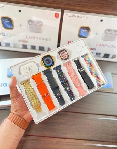 I20 Ultra Max Suit Smart Watch 10-in-1 Box – 2.3” HD Display, 7 Straps
